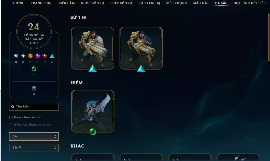 Ảnh 💬Unrank - Main LeeSin ( Nhiều Skin Nổi Bật : Brand Thây ma , Kayn Tử Thần Không Gian,Leesin Tuyệt Vô Thần , Katarina Nữ Thần Chiến Binh...)