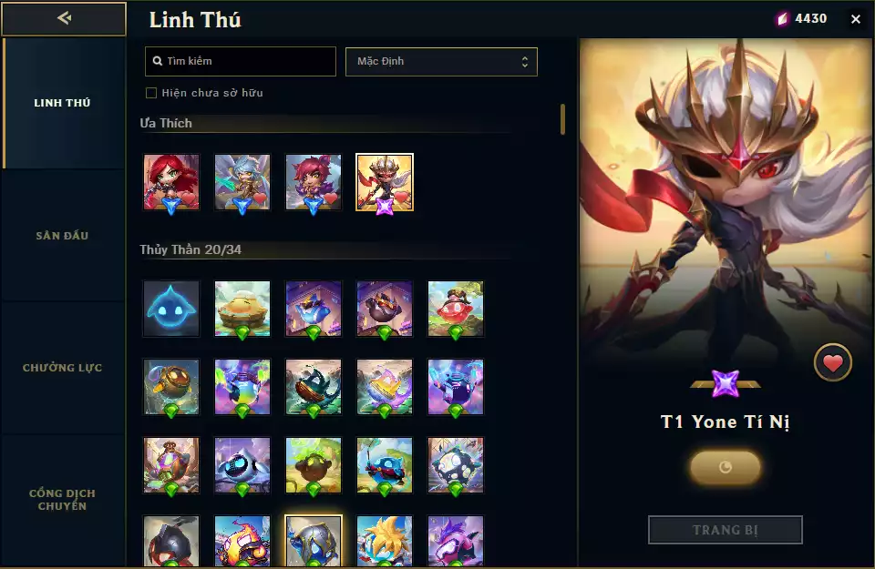 Ảnh Acc Liên Minh Huyền Thoại + TFT T1 YONE TÍM